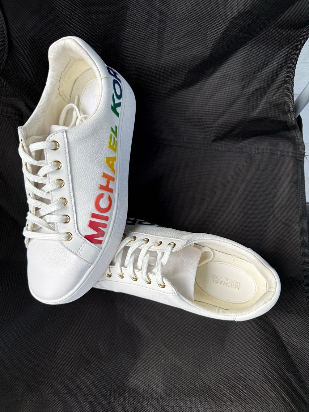 Michael Kors White Sneakers with Rainbow Side Logo